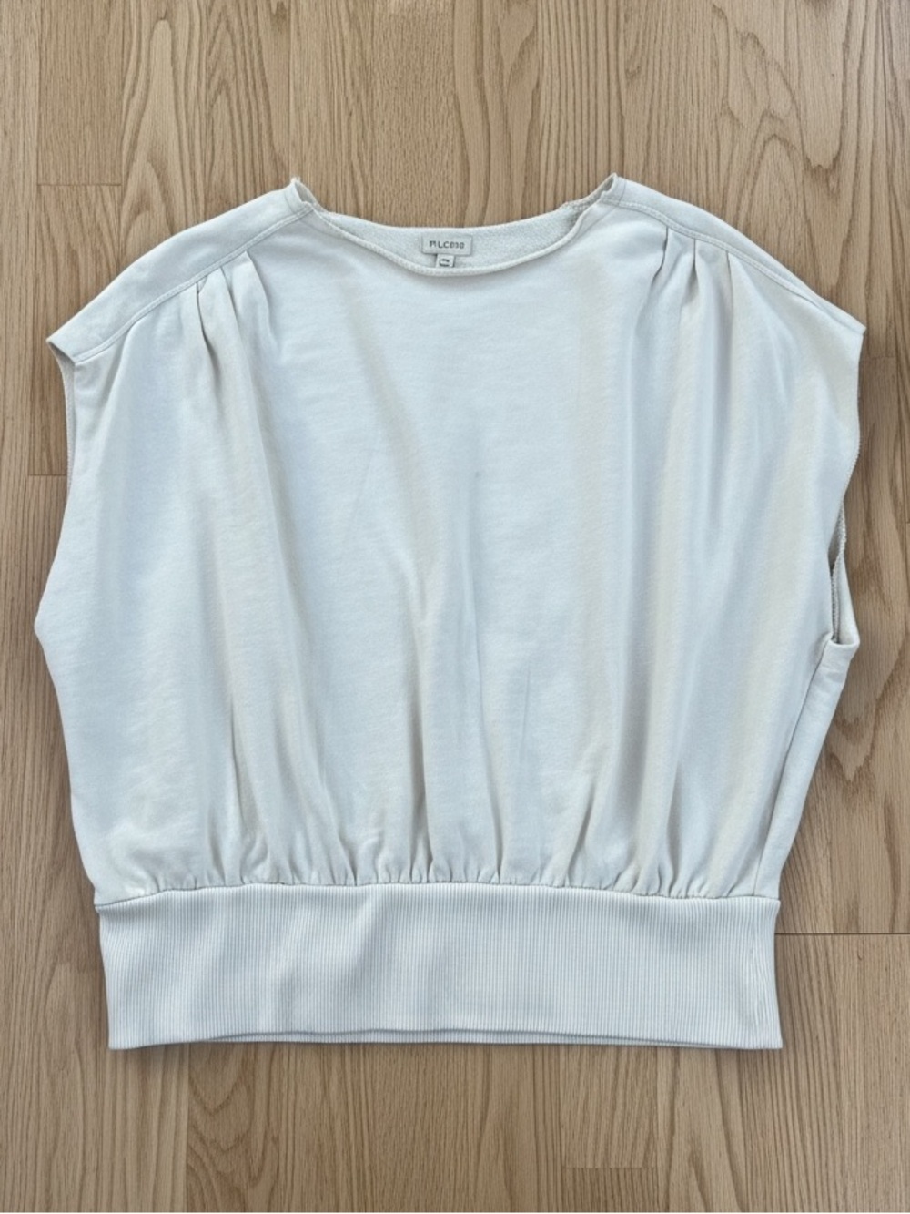 Pilcro White Sleeveless Gathered Hem Top